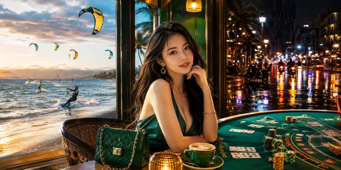 Khung cảnh bình yên tại Mũi Né với người dùng thưởng thức cà phê và tham gia baccarat trực tuyến